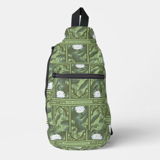 Botanical Lotus Panel Pattern - The White Lotus Sling Bag (Front)