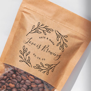 Botanical Love is Brewing Wedding Coffee Favour Self-inking Stamp