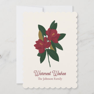 Botanical Magnolia Wishes Holiday Custom Card