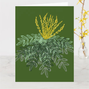 Botanical Mahonia Shrub Hand Drawn  Green Card
