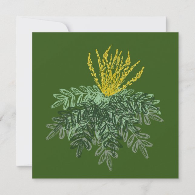 Botanical Mahonia Shrub Hand Drawn  Green  Card (Front)