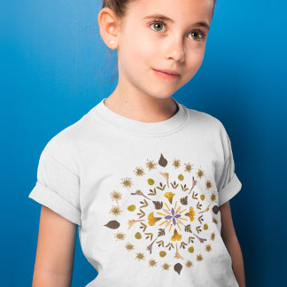 Botanical Mandala Pressed Flower Artwork T-Shirt