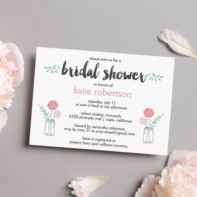 Botanical Mason Jar Bridal Shower Invitation (Creator Uploaded)