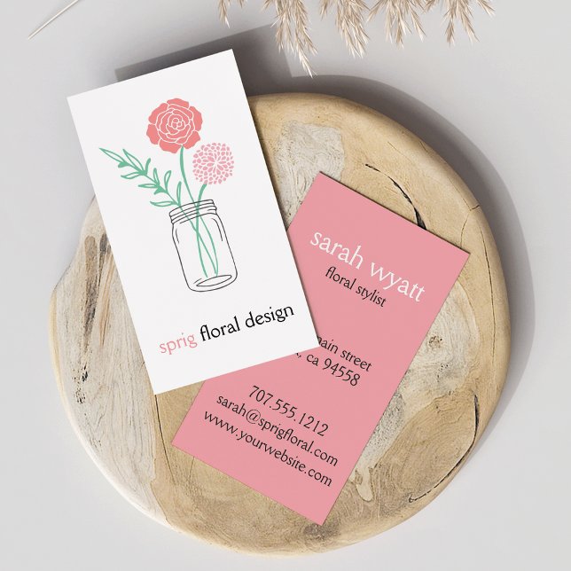 Botanical Mason Jar Business Cards (Creator Uploaded)