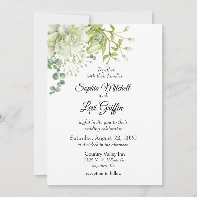 Botanical Matrimony Wedding Invitation (Front)
