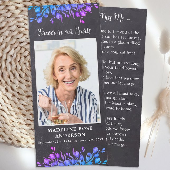 Botanical Memorial Funeral Prayer Card Photo Slate (Creator Uploaded)
