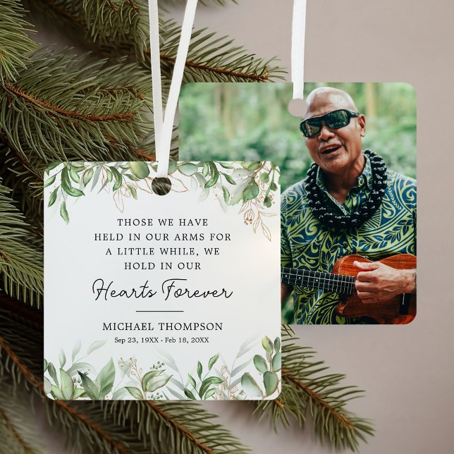 Botanical Memorial Photo Keepsake Metal Tree Decoration (Creator Uploaded)