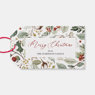 Botanical Merry Christmas Gift Tags