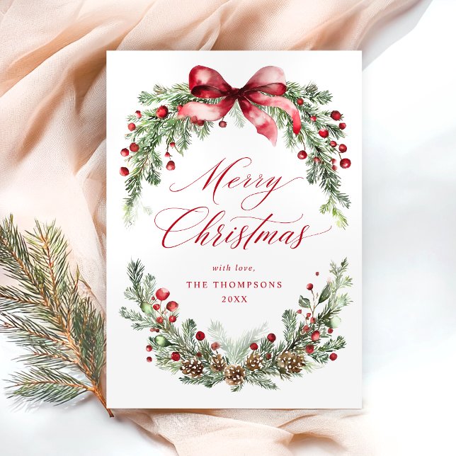 Botanical Merry Christmas Winter Holiday Card (Creator Uploaded)