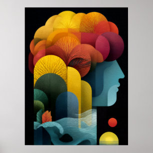Botanical Mind Profile Vibrant Layers Poster