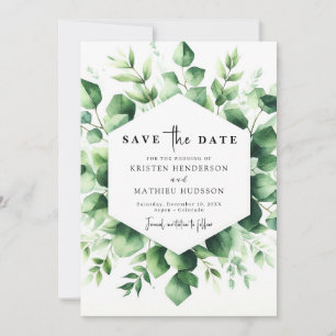 Botanical Minimalist Eucalyptus Digital Wedding Save The Date