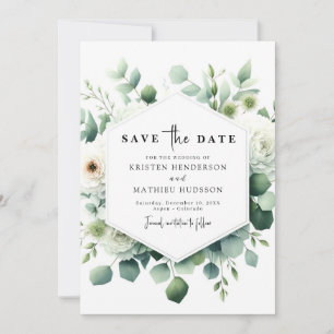 Botanical Minimalist Eucalyptus Digital Wedding Save The Date