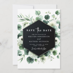 Botanical Minimalist Eucalyptus Digital Wedding Save The Date