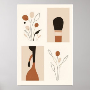 Botanical Minimalist Wall Art Set   Abstract Flora