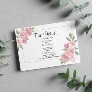 Botanical mint pastel pink floral Details Card