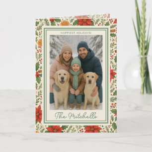 Botanical Mistletoe Classic Floral Art Pattern Holiday Card