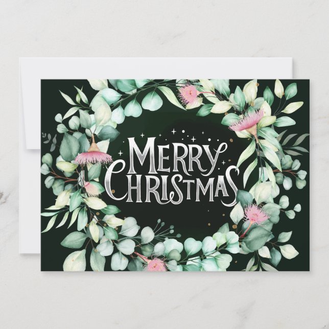 Botanical Modern Eucalyptus Greenery Christmas  In Invitation (Front)