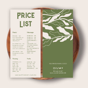 Botanical Modern Price List  Rack Card