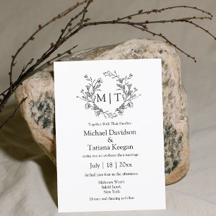 botanical monogram classic typography wedding invitation