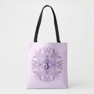 Botanical monogram cottagecore boho floral pink tote bag