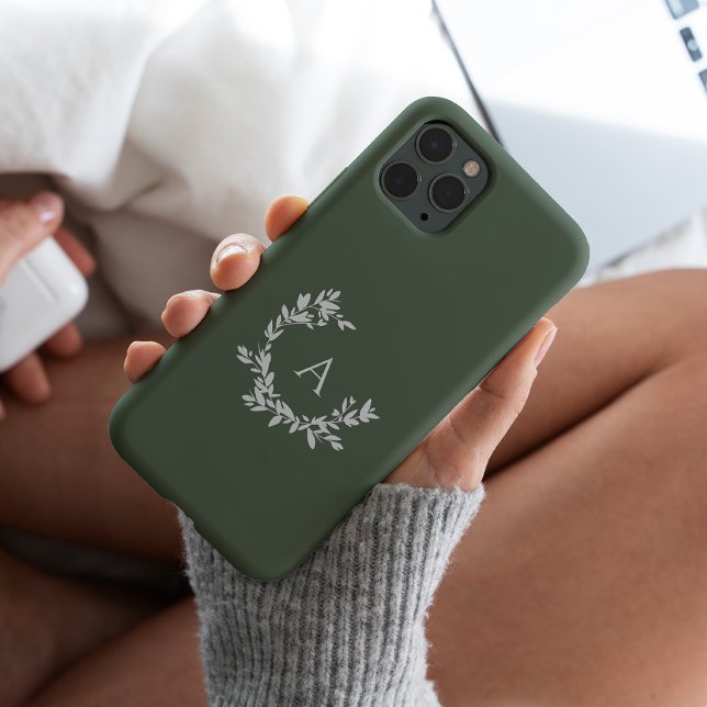 Botanical Monogram Initial Green Case-Mate iPhone Case (Creator Uploaded)