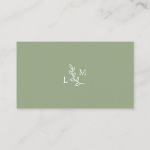 Botanical Monogram Laurel Green Business Card
