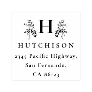 Botanical Monogram Surname Elegant Return Address Self-inking Stamp