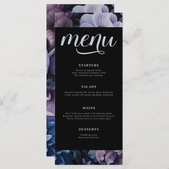 Botanical Moonlight | Gothic Floral Wedding Menu (Front/Back)