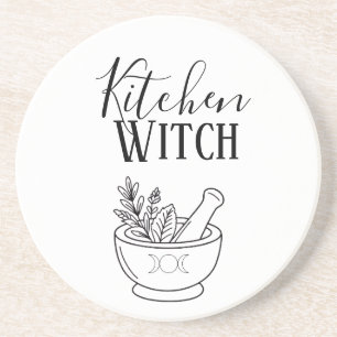 Botanical Mortar & Pestle Kitchen Witch Coaster