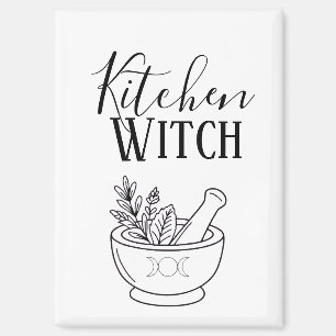 Botanical Mortar & Pestle Kitchen Witch Magnet