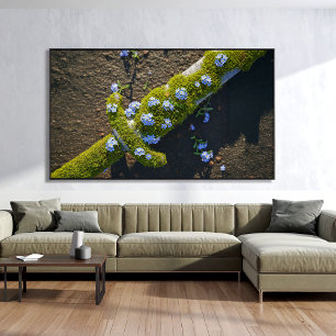 Botanical Mossy Sword Blue Forget-Me-Not Flowers Poster