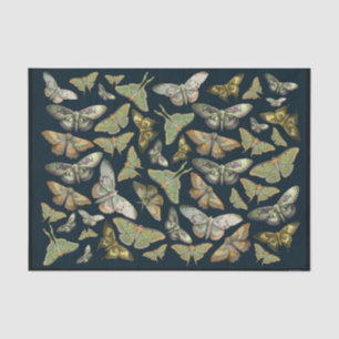 Botanical Moths on Black, Luna Moth Collection Tissue Paper