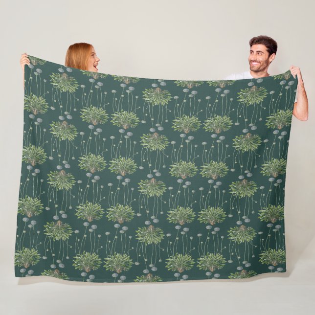 Botanical Motif Fleece Blanket (In Situ)