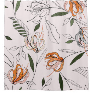 Botanical motifs, isolated, flower seamless. shower curtain