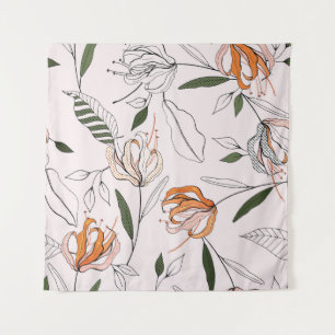 Botanical motifs, isolated, flower seamless. tapestry