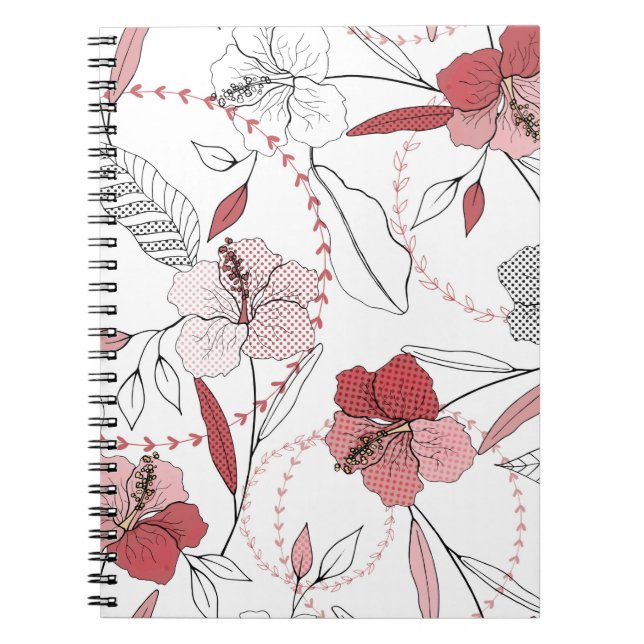Botanical motifs. Isolated seamless flower pattern Notebook (Front)