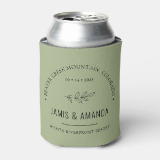 Botanical Mountain Wedding | Sage Green Can Cooler