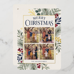 Botanical Multi-Photo Merry Christmas