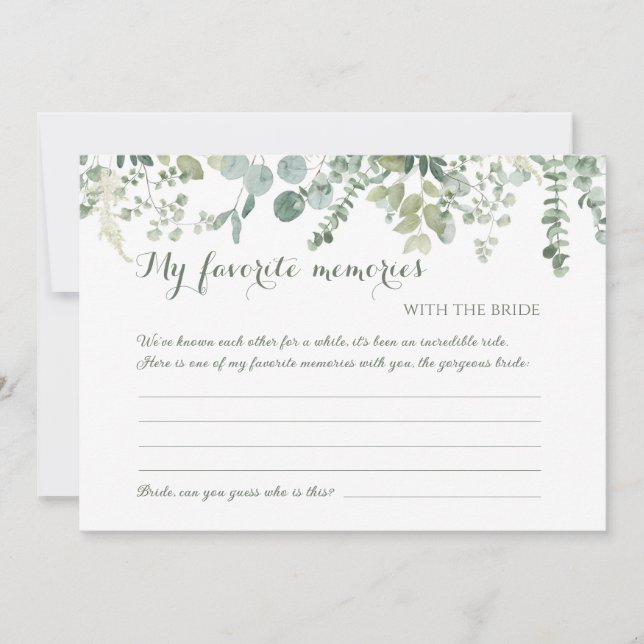 Botanical My Favourite Memories with the bride car Invitation (Front)