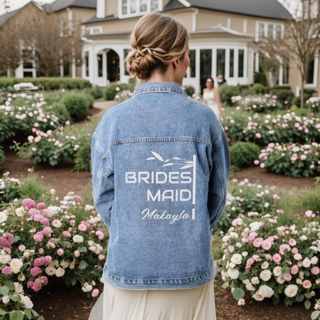 Botanical Name Bridesmaid Wedding Gift Denim Jacket (Wedding Back)