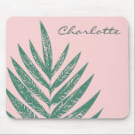 Botanical Nature Tropical Pink Green Personalized Mouse Pad<br><div class="desc">Add a stylish and personal touch to your workspace with this custom tropical palm leaf mouse pad,  featuring a soft pink background and elegant green botanical design with a personalized name; perfect for home offices,  students,  or anyone who loves a blend of nature-inspired decor and functional desk accessories.</div>