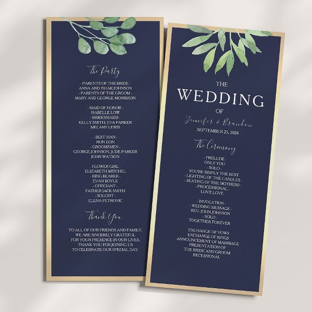 Botanical Navy Blue Wedding Programme (Creator Uploaded)