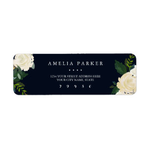 Botanical Navy Modern Address Label