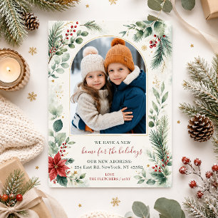 Botanical New Home for Holidays Photo Moving Holiday Card