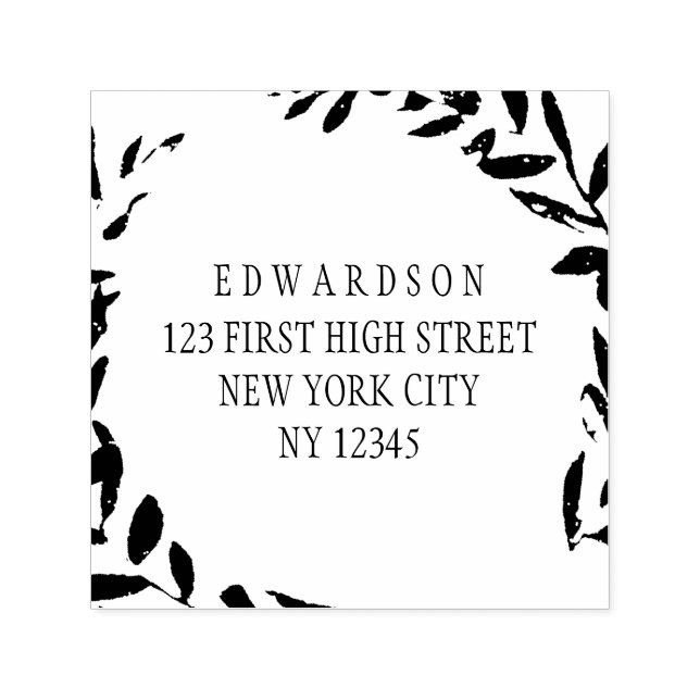 Botanical olive branch leaves Return Address Stamp (Design)