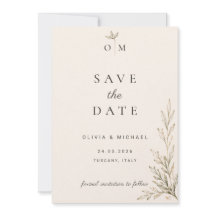 Botanical Olive Branch Save the Date Card 