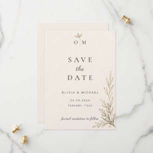 Botanical Olive Branch Save the Date Card