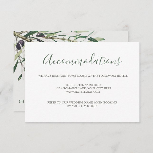 Botanical Olive Branch Wedding Enclosure   RSVP Ca (Front/Back)