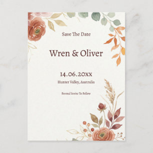 Botanical Olive Branch Wedding Postcard