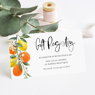 Botanical Orange and Lemon Baby Shower Registry Enclosure Card